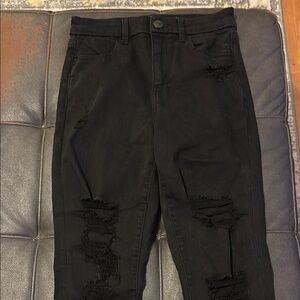 AE Black Distressed Curvy Hi-Rise Women's Jegging